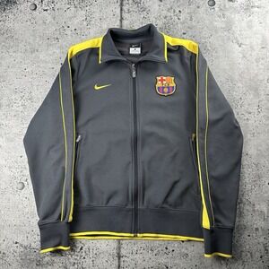 2012-13 FC Barcelona Nike Track Jacket Grey Yellow Medium La Liga Soccer Fútbol